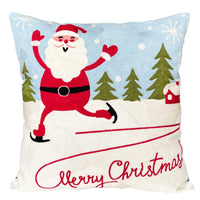 HKM-887891 Cute Cartoon Christmas and New Year Cushion Pillowcase - Festive Designs of Santa, Snowmen, and Winter Icons, 45x45cm