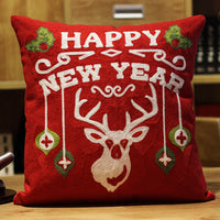 HKM-887891 Cute Cartoon Christmas and New Year Cushion Pillowcase - Festive Designs of Santa, Snowmen, and Winter Icons, 45x45cm