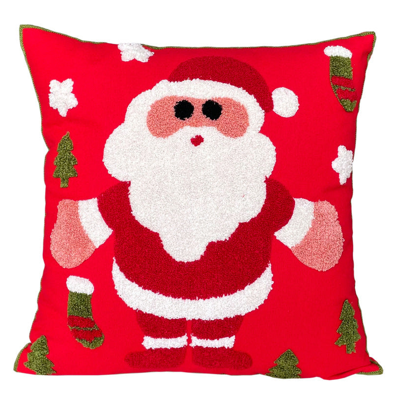 HKM-887891 Cute Cartoon Christmas and New Year Cushion Pillowcase - Festive Designs of Santa, Snowmen, and Winter Icons, 45x45cm