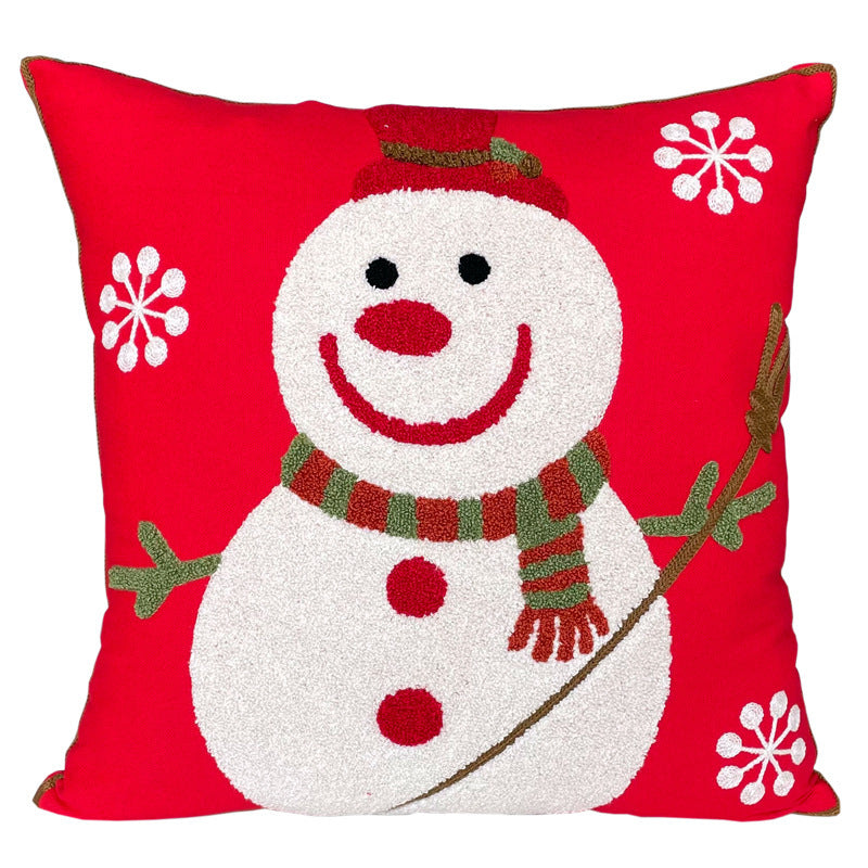 HKM-887891 Cute Cartoon Christmas and New Year Cushion Pillowcase - Festive Designs of Santa, Snowmen, and Winter Icons, 45x45cm