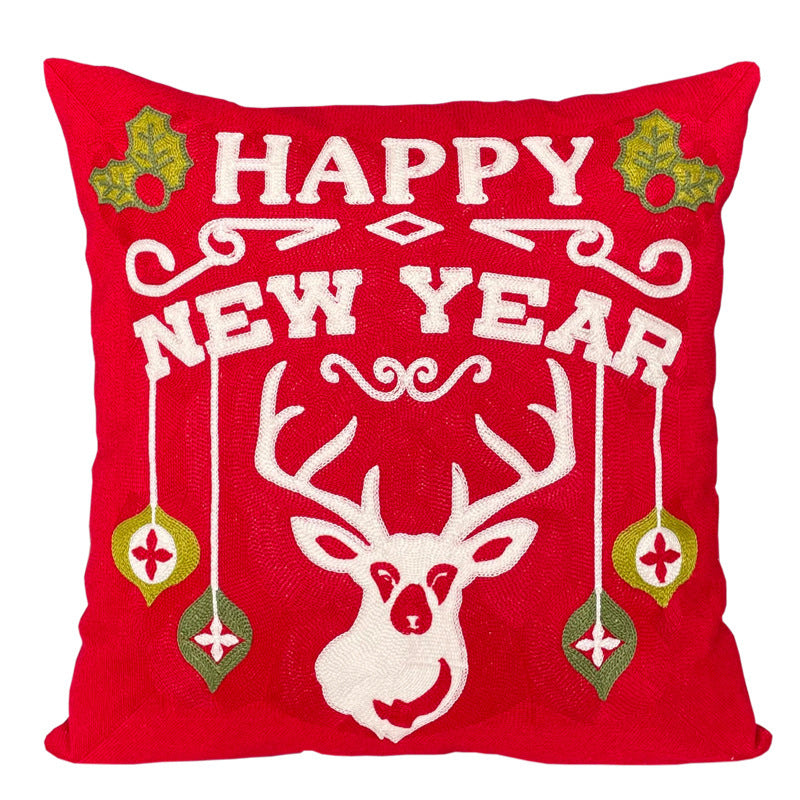 HKM-887891 Cute Cartoon Christmas and New Year Cushion Pillowcase - Festive Designs of Santa, Snowmen, and Winter Icons, 45x45cm
