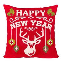 HKM-887891 Cute Cartoon Christmas and New Year Cushion Pillowcase - Festive Designs of Santa, Snowmen, and Winter Icons, 45x45cm