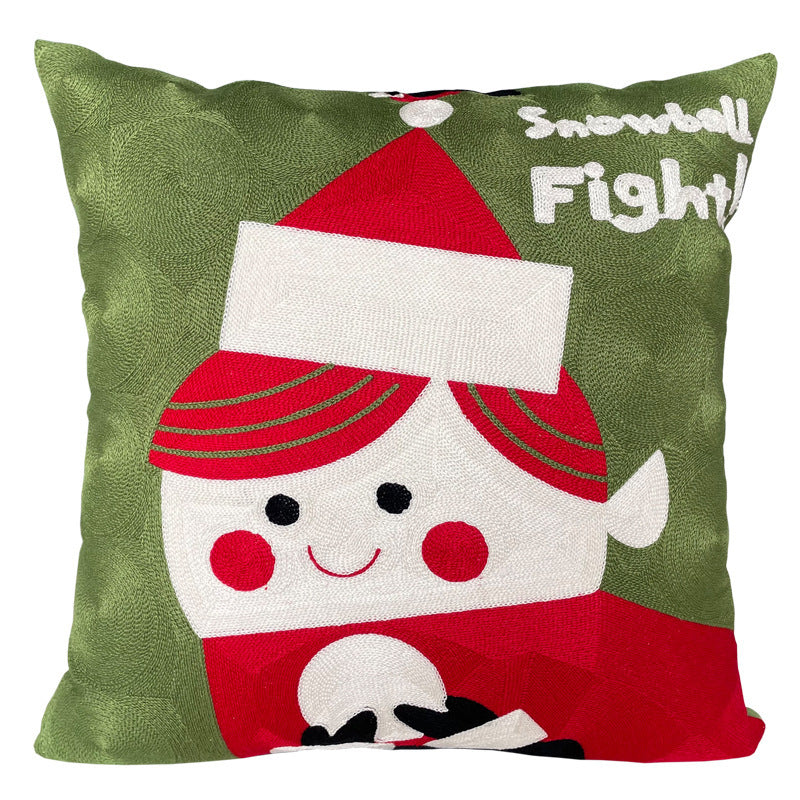 HKM-887891 Cute Cartoon Christmas and New Year Cushion Pillowcase - Festive Designs of Santa, Snowmen, and Winter Icons, 45x45cm