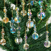 HKM-887955 Christmas Decorative Crystal Prism Ball Set - 12 Glass Pendants, 22mm & 25mm Sizes