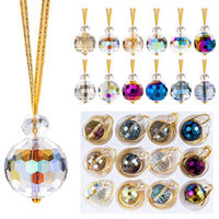 HKM-887955 Christmas Decorative Crystal Prism Ball Set - 12 Glass Pendants, 22mm & 25mm Sizes