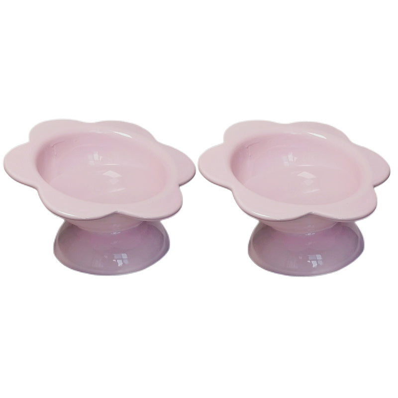 HKM-888019 Oblique Mouth High Foot Ceramic Pet Bowl with Color Glaze - Yellow, Purple Options