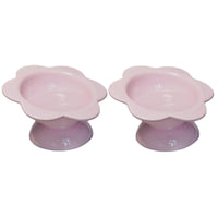 HKM-888019 Oblique Mouth High Foot Ceramic Pet Bowl with Color Glaze - Yellow, Purple Options
