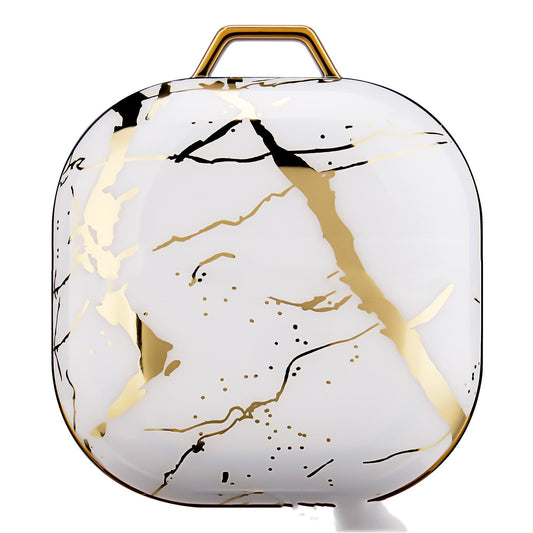 HKM-888083 Gold Purple Marble IMD Protective Sleeve for Buds Live Earphones, PC Hard Shell Cover, Drop and Stain Resistant