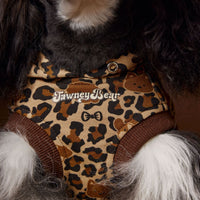 HKM-888147 Leopard Print Hooded Sleeveless Sweater for Pets in Coffee and Pink, Available in Multiple Sizes