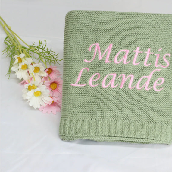 HKM-888147 Personalized Knitted Cotton Baby Blanket - Solid Colors, 80x100cm