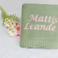 HKM-888147 Personalized Knitted Cotton Baby Blanket - Solid Colors, 80x100cm