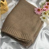 HKM-888147 Personalized Knitted Cotton Baby Blanket - Solid Colors, 80x100cm