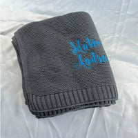HKM-888147 Personalized Knitted Cotton Baby Blanket - Solid Colors, 80x100cm