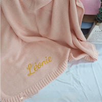 HKM-888147 Personalized Knitted Cotton Baby Blanket - Solid Colors, 80x100cm
