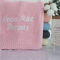 HKM-888147 Personalized Knitted Cotton Baby Blanket - Solid Colors, 80x100cm
