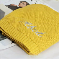 HKM-888147 Personalized Knitted Cotton Baby Blanket - Solid Colors, 80x100cm