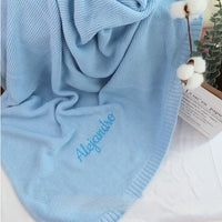 HKM-888147 Personalized Knitted Cotton Baby Blanket - Solid Colors, 80x100cm