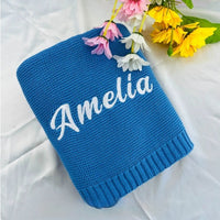 HKM-888147 Personalized Knitted Cotton Baby Blanket - Solid Colors, 80x100cm