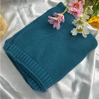HKM-888147 Personalized Knitted Cotton Baby Blanket - Solid Colors, 80x100cm