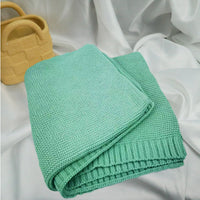 HKM-888147 Personalized Knitted Cotton Baby Blanket - Solid Colors, 80x100cm