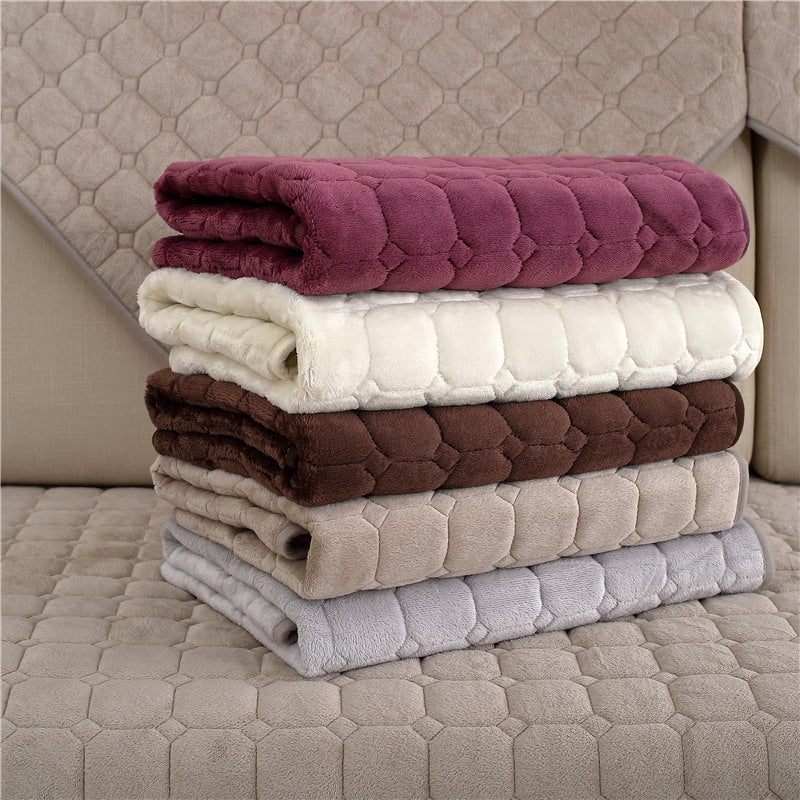 HKM-888211 Modern Plush Sofa Cushion with Anti-Slip Design - 70x70cm in Camel and Off-White