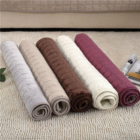 HKM-888211 Modern Plush Sofa Cushion with Anti-Slip Design - 70x70cm in Camel and Off-White