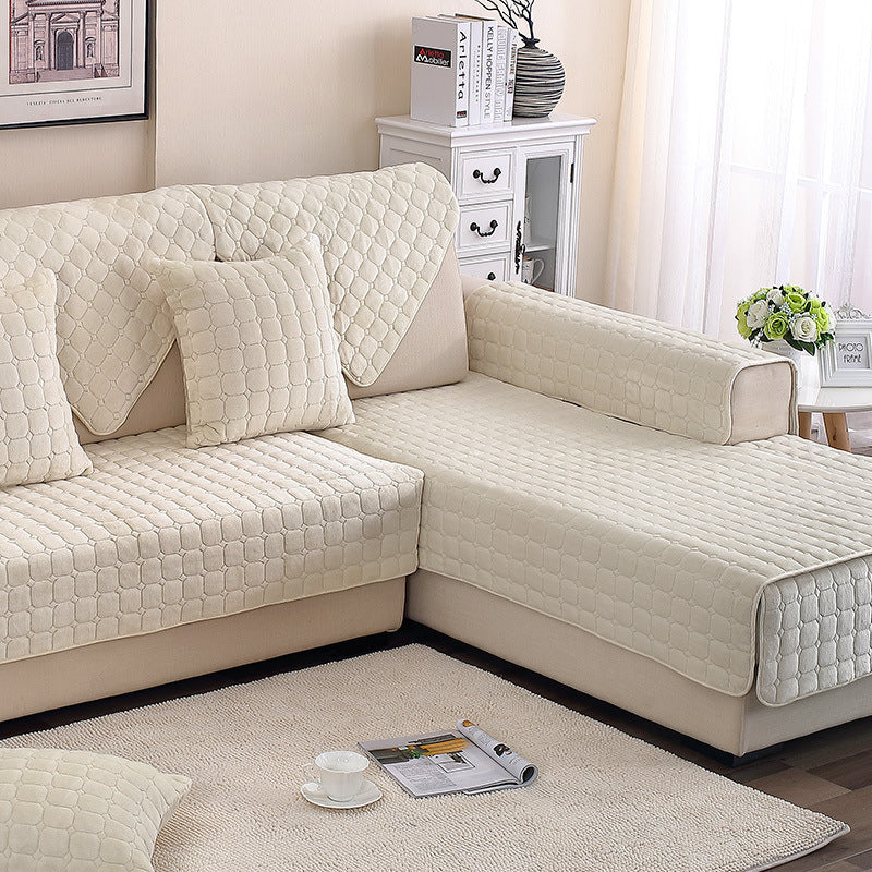 HKM-888211 Modern Plush Sofa Cushion with Anti-Slip Design - 70x70cm in Camel and Off-White