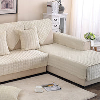 HKM-888211 Modern Plush Sofa Cushion with Anti-Slip Design - 70x70cm in Camel and Off-White