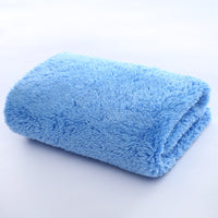 HKM-888403 Coral Velvet Multifunctional Towel in Blue and Grey - Soft 40x40 cm Fleece Fabric