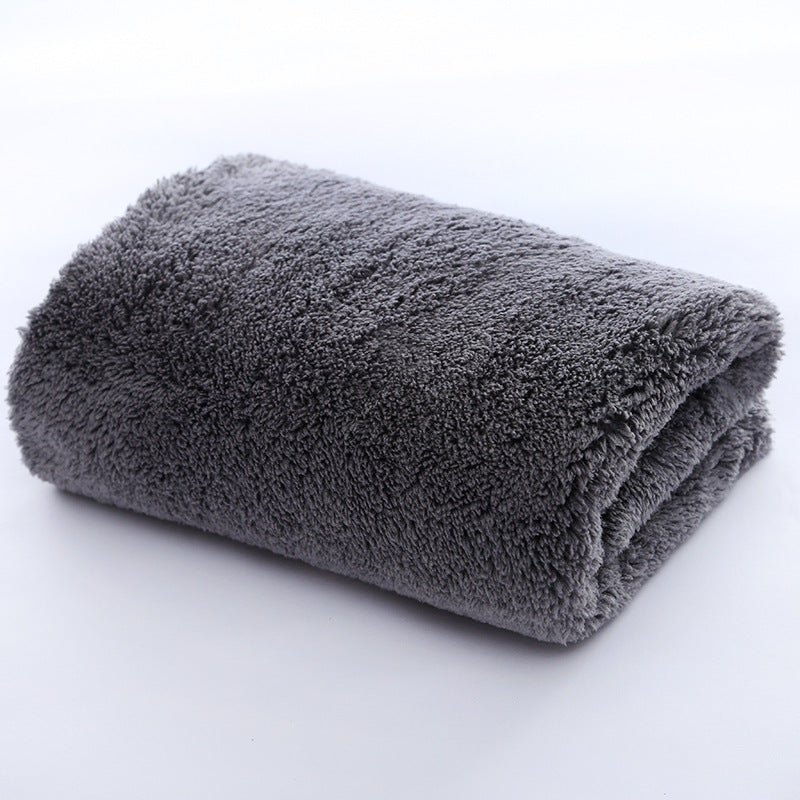 HKM-888403 Coral Velvet Multifunctional Towel in Blue and Grey - Soft 40x40 cm Fleece Fabric