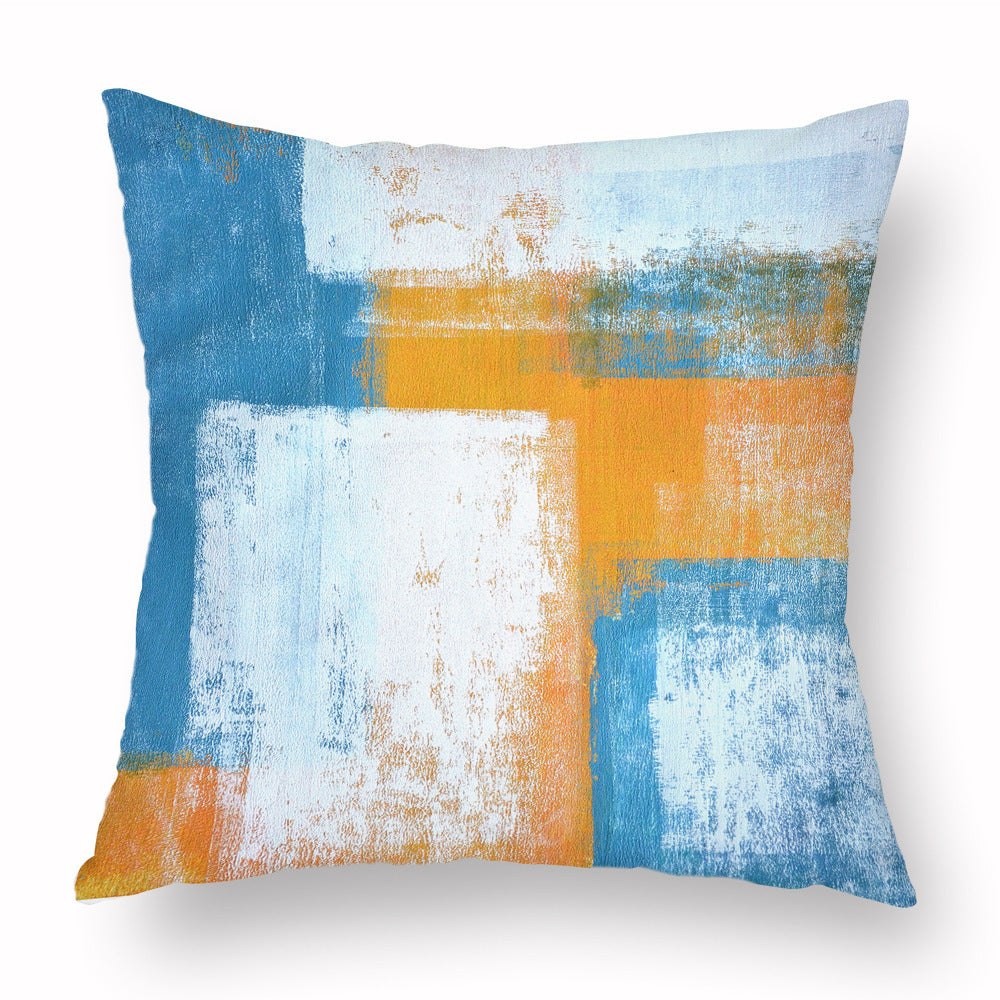 HKM-888531 Geometric Digital Print Peach Skin Velvet Cushion Cover for Sofa - 45CM x 45CM