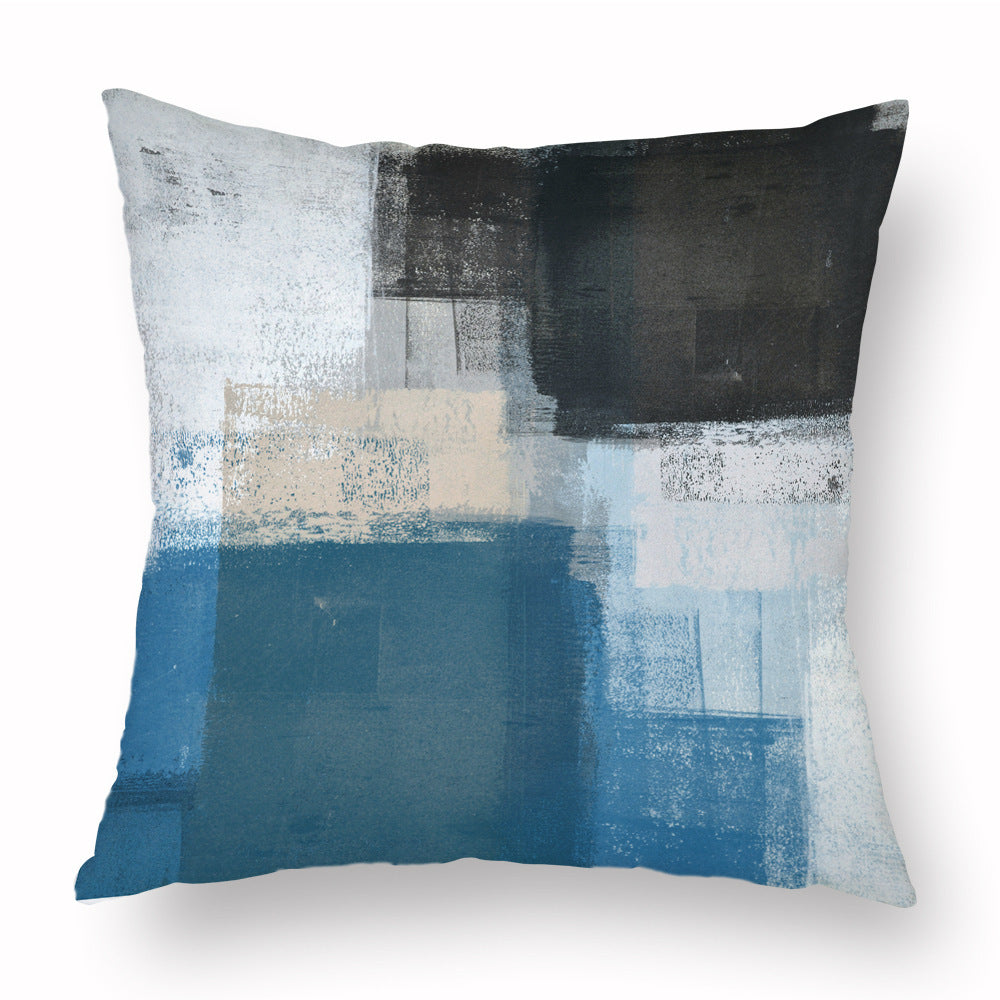 HKM-888531 Geometric Digital Print Peach Skin Velvet Cushion Cover for Sofa - 45CM x 45CM
