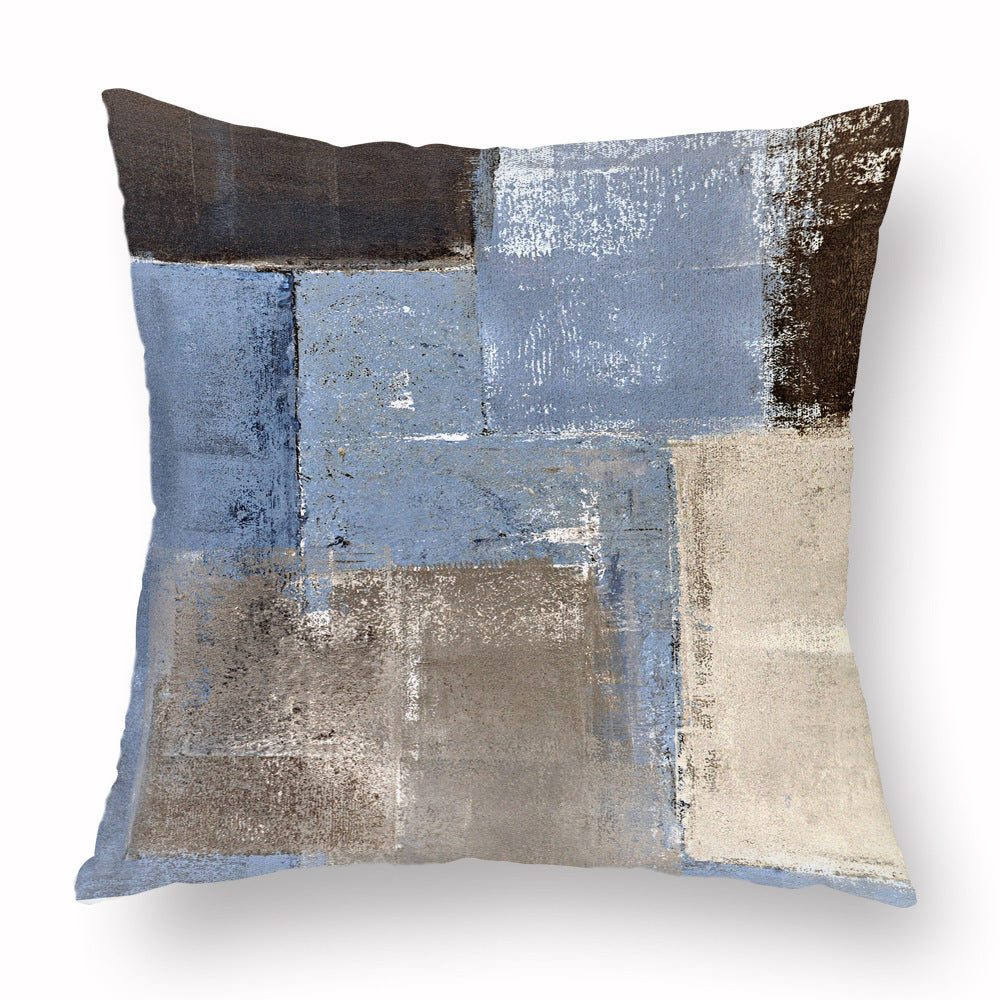 HKM-888531 Geometric Digital Print Peach Skin Velvet Cushion Cover for Sofa - 45CM x 45CM