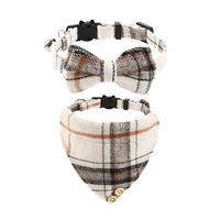 HKM-888851 Plaid Cat Collar with Bell and Bow Tie, Adjustable 20-28cm, Four Seasons Style