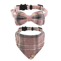 HKM-888851 Plaid Cat Collar with Bell and Bow Tie, Adjustable 20-28cm, Four Seasons Style