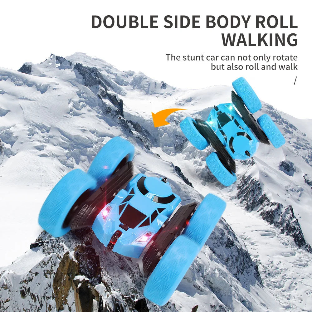 HKM-888979 Remote Control Double-Sided Stunt Car with 360 Degree Rotation and LED Lights for Kids