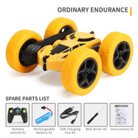 HKM-888979 Remote Control Double-Sided Stunt Car with 360 Degree Rotation and LED Lights for Kids