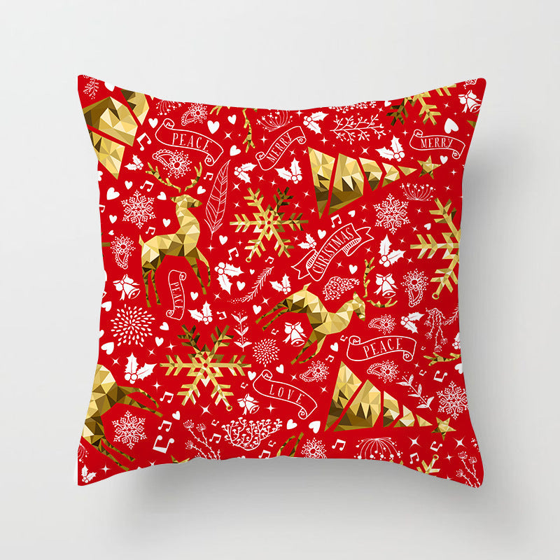 HKM-889043 Modern Christmas Pillow Cover - Polyester, 45x45cm, Multiple Patterns Available