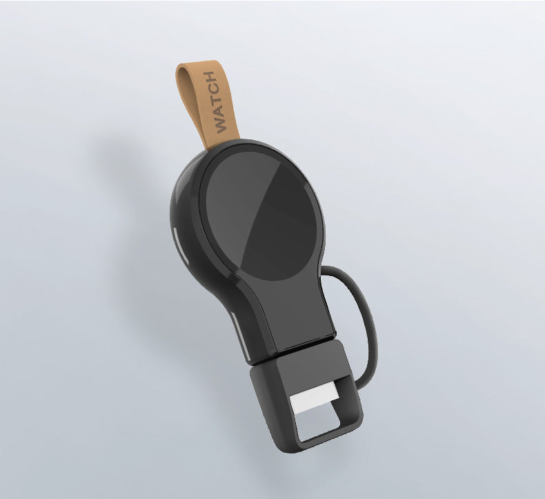 HKM-889043 Portable Magnetic Wireless Charger Keychain - Ivory White and Black
