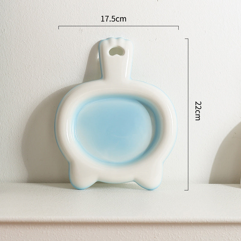 HKM-889171 Ceramic Shallow Cat Bowl for Food, Snacks, and Rice - Pet Dinner Plate