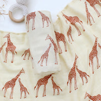 HKM-889299 Bamboo Cotton Gauze Baby Swaddle Blanket with Animal and Floral Patterns for Newborns