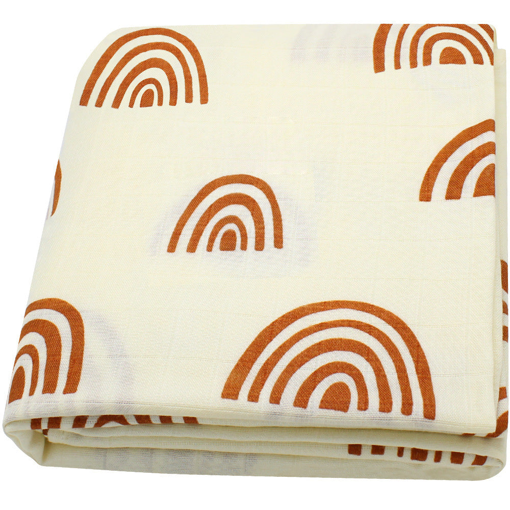 HKM-889299 Bamboo Cotton Gauze Baby Swaddle Blanket with Animal and Floral Patterns for Newborns