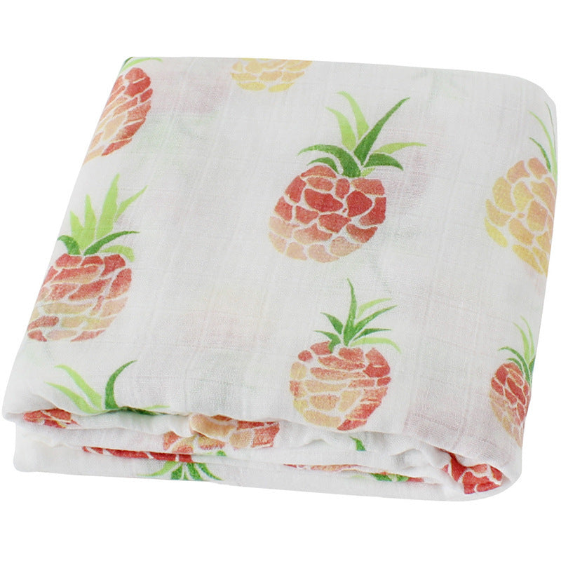 HKM-889299 Bamboo Cotton Gauze Baby Swaddle Blanket with Animal and Floral Patterns for Newborns
