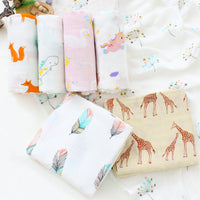 HKM-889299 Bamboo Cotton Gauze Baby Swaddle Blanket with Animal and Floral Patterns for Newborns