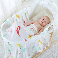 HKM-889299 Bamboo Cotton Gauze Baby Swaddle Blanket with Animal and Floral Patterns for Newborns