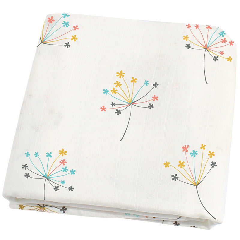 HKM-889299 Bamboo Cotton Gauze Baby Swaddle Blanket with Animal and Floral Patterns for Newborns