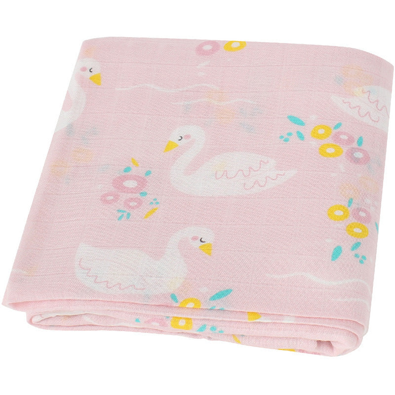 HKM-889299 Bamboo Cotton Gauze Baby Swaddle Blanket with Animal and Floral Patterns for Newborns
