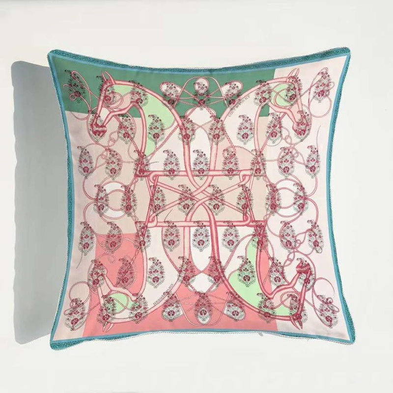 HKM-889363 European Luxury Pink Velvet Decorative Pillow - 45x45cm Plush Cushion with PP Cotton Filling