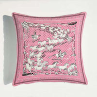 HKM-889363 European Luxury Pink Velvet Decorative Pillow - 45x45cm Plush Cushion with PP Cotton Filling