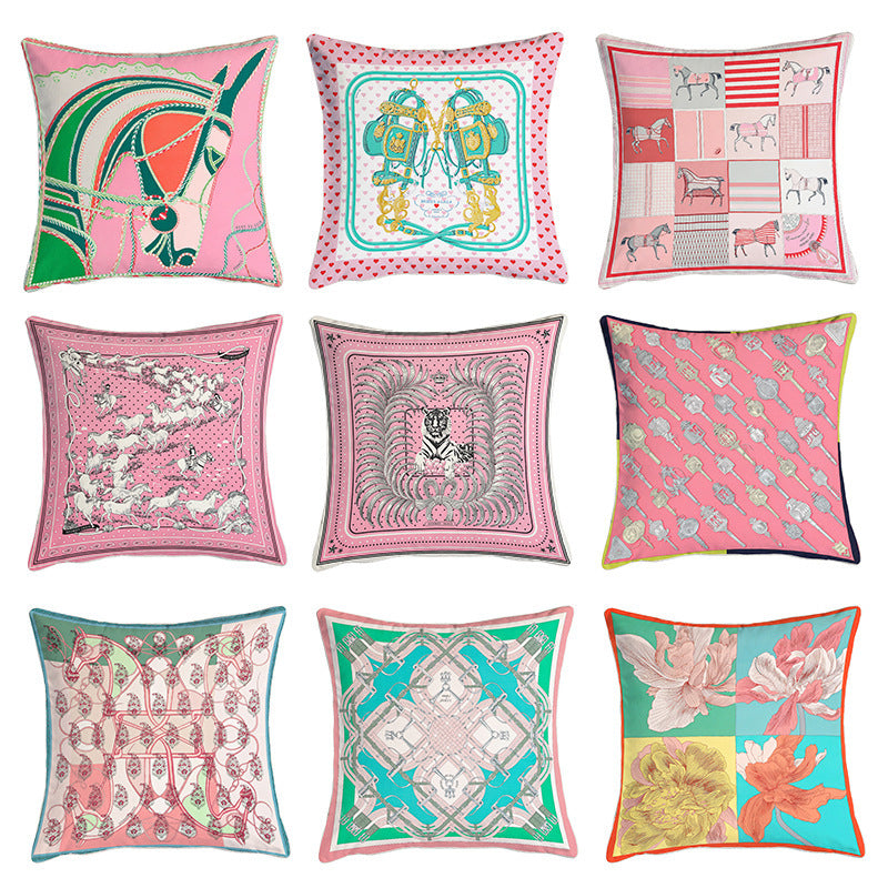 HKM-889363 European Luxury Pink Velvet Decorative Pillow - 45x45cm Plush Cushion with PP Cotton Filling